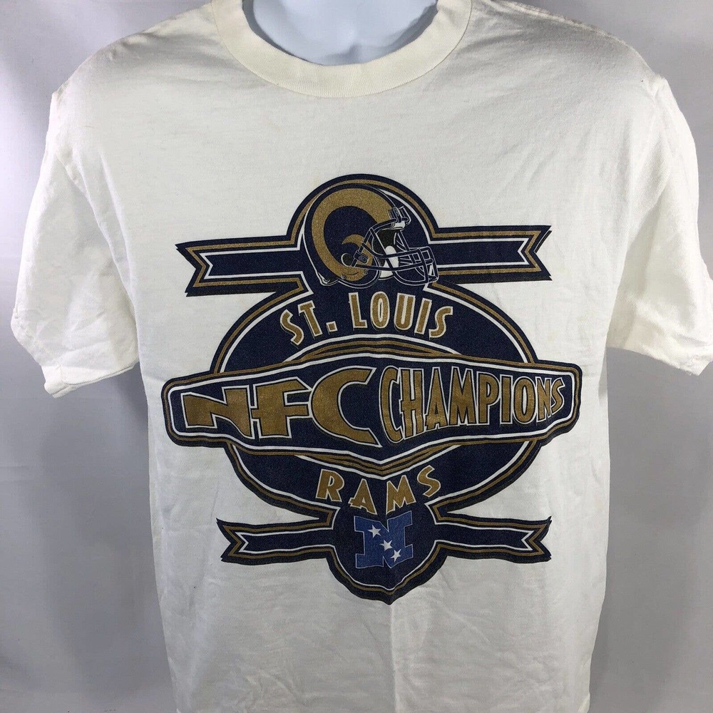 Vintage St Louis Rams NFC Champs T Shirt Size Large Early 2000s NFL Discolored
